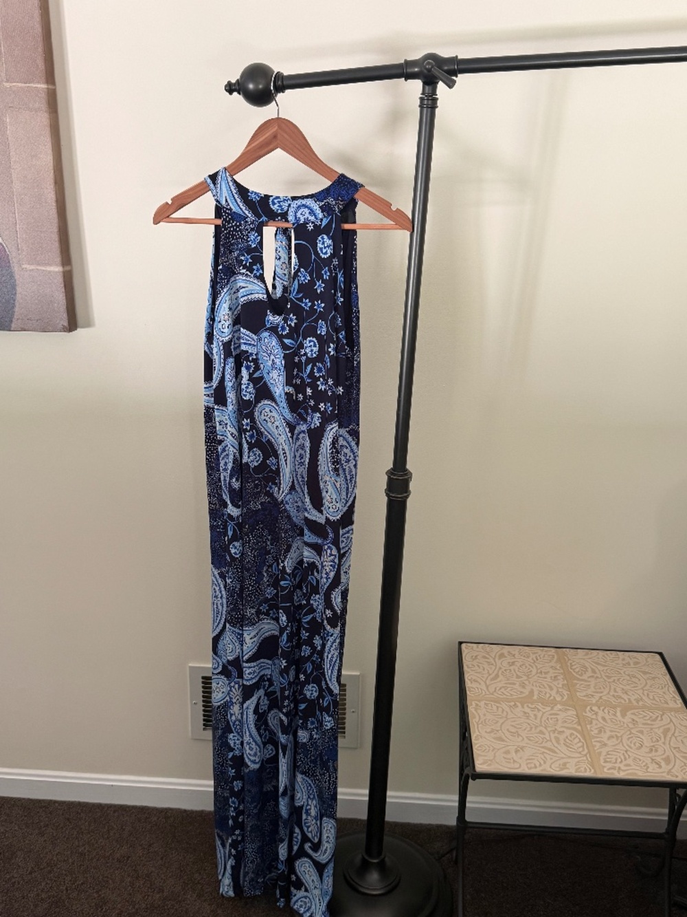 Verse Blue Paisley Halter Keyhole Maxi Dress